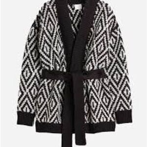 H&M Black and White Geometric Cardigan